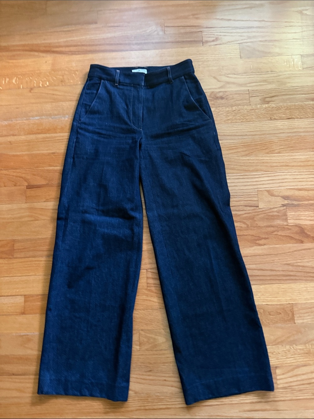 Aritzia Babaton High Waisted Wide Leg Pleated Waist Jeans in Blue 2